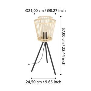 Stolná lampa Hykeham, výška 57 cm, prírodná/čierna farba, bambus