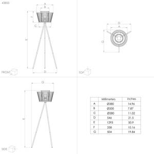 Stojacia lampa Hykeham, výška 129,5 cm, prírodná/čierna, bambus