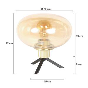 Stolná lampa Reflexion, Ø 22 cm, mosadzná farba, sklo