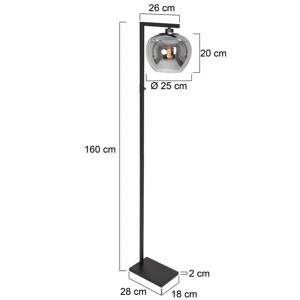 Stojacia lampa Lotus, čierna, kov, sklo, E27