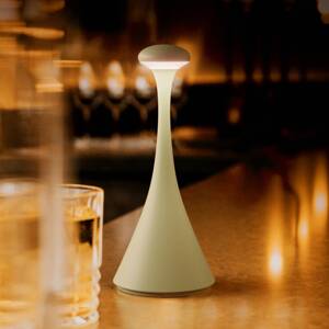 Nabíjateľná stolná lampa LED Nudrop mini, šalviovo zelená, IP54, stmievateľná