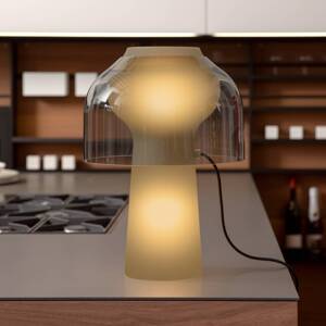 Stolová lampa Karman Lilly, dymovo sivá, výška 48 cm, sklo