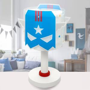 Stolná lampa Dalber Blue Hero, biela/modrá, výška 30 cm