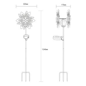 LED solárne svetlo 36578, zemný hrot, hrdzavohnedá farba, kov, sklo