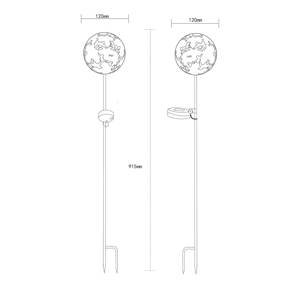 LED solárne zemné svetlo 36747, guľa, hrdzavohnedá, kov