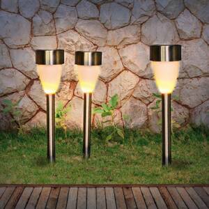 LED solárne zemné svetlo 33576-3, nerezová oceľ, sada 3 ks