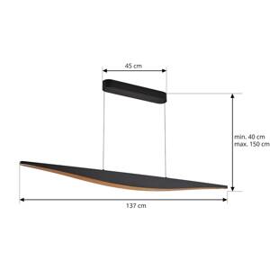 Lucande LED závesné svietidlo Clavit, čierne, 140 cm, CCT
