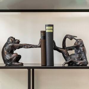KARE Bookend Monkey, polyresin, čierna, sada 2 ks