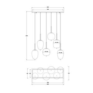 Závesná lampa Blacky, čierna/dymovo sivá, dĺžka 80 cm, 6 svetiel.