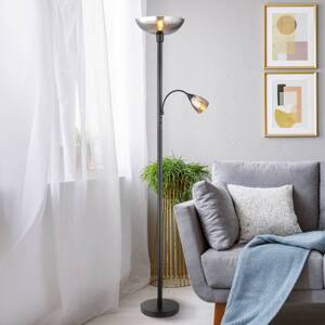 Stojacia lampa Blade, výška 178 cm, čierna/dymová farba, 2 svetlá.