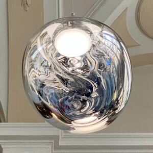 Tom Dixon LED závesné svietidlo Melt Mini, Ø 28 cm, chrómová farba
