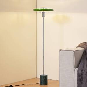 Lindby stojaca lampa Branford, 130 cm, zelená, kov/mramor