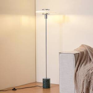 Lindby stojaca lampa Branford, 130 cm, biela/zelená, sklo/mramor