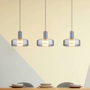 LED závesné svietidlo, dĺžka 90 cm, dymová sivá, 3-pl. sklo
