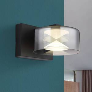 Belinda LED nástenné svetlo, dymovo sivá, šírka 15 cm, sklo