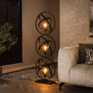 Stojacia lampa Orbit, 3 svetlá, čierna, kov, E27