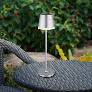 Solarna lampa, kov, strieborná farba, výška 41 cm, IP44