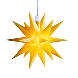 STERNTALER LED hviezda, žltá, 18-ramenná, Ø 16 cm IP44 batéria