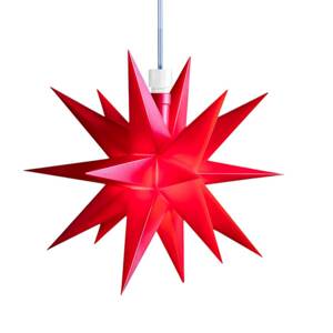 STERNTALER LED hviezda, červená, 18-zubá, Ø 16 cm, IP44 batéria