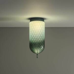 OLEV stropné LED svetlo Curuba, zelené, sklo, výška 40 cm, 2700 K