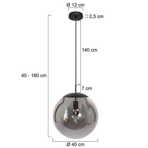 Závesné svietidlo Bollique, čierne, Ø 40 cm, sklo, 1-pl., guľa