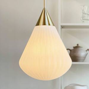 Dyberg Larsen Závesné svietidlo Ballon, Ø 33 cm biela/mosadzová farba